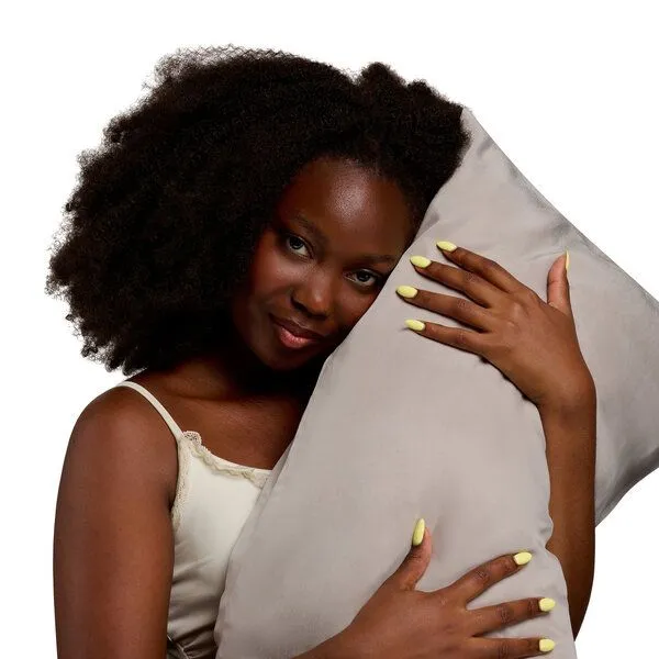 Qupro Qupro Kissenbezug vegane Seide 40x80cm, Silver grey, – Produktbild 3 von 4