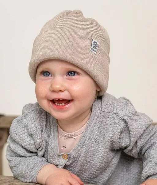 obumi obumi Beanie Feinstrick aus Bio Baumwolle, Beige melange, – Produktbild 6 von 8