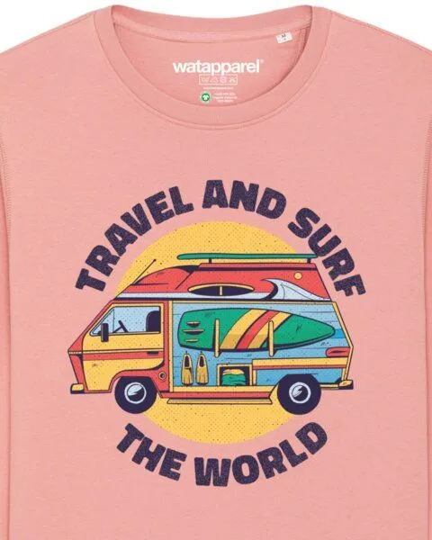 watapparel watapparel Sweatshirt Unisex Travel and surf, Canyon pink, – Produktbild 3 von 4