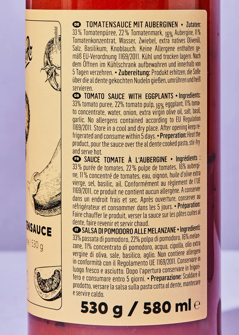 KoRo Tomatensoße mit Aubergine 6 x 530 g – Produktbild 3 von 5