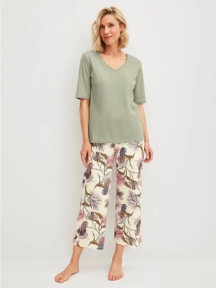 CALIDA CALIDA Schlafhose Favourites Arts mit Allover-Print, in weicher Single-Jersey-Qualität, Beige, – Produktbild 1 von 5