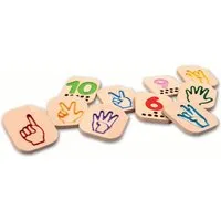 PlanToys PlanToys Zahlenspiel 1-10 Handzeichen aus recyceltem Kautschukholz Maße 6,5 x 8 x 1,2 cm – Produktbild 1 von 1