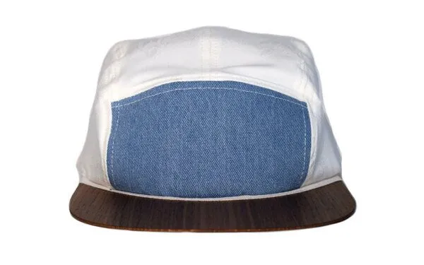 Lou-i Lou-i Jeans-Cap mit edlem Holzschild - Made in Germany - Denim Snapback, Blau/weiß, – Produktbild 2 von 4