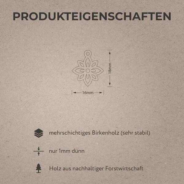 feinformart feinformart Ohrringe aus Holz - Flower mini, Moosgrün (grün), – Produktbild 4 von 5