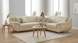 TRENDMANUFAKTUR Ecksofa Rondo 267 cm, elegant, bequem, Breite, L-Form, Chromfüße, L-Form, wahlw.mit Federkern, Füße chromfarben, Unser Dauertiefpreis – Produktbild 1 von 1