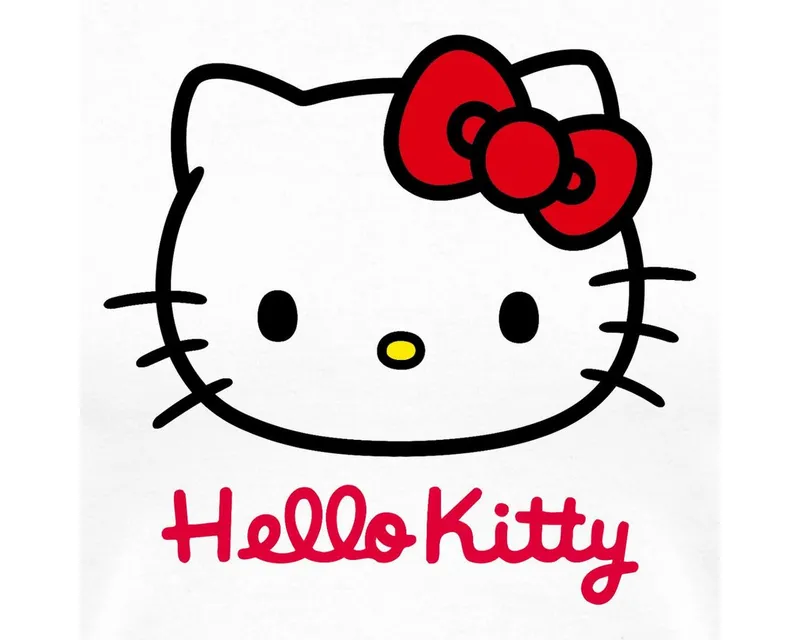 Spreadshirt T-Shirt Hello Kitty Klassisch Mit Schriftzug Frauen Kontrast T-Shirt (1-tlg) Slim Fit, Schwarz|weiß, – Produktbild 2 von 5