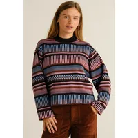 Dedicated DEDICATED Damen vegan Pullover Limhamn Mit Gestrichelten Streifen – Rosa/Blau/Braun – Produktbild 1 von 1