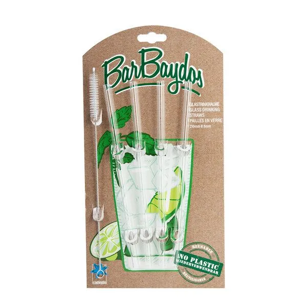 Contento Contento Glastrinkhalm 21 cm lang, 4 Stück, mit Reinigungsbürste – Produktbild 2 von 4