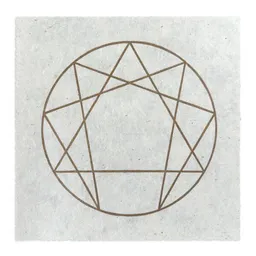 Veskor Cassiopeia Veskor Cassiopeia ENNEAGRAMM Heilige Geometrie Linoldruck | 22 × 22 cm | Gold auf Naturweiß – Produktbild 1 von 1