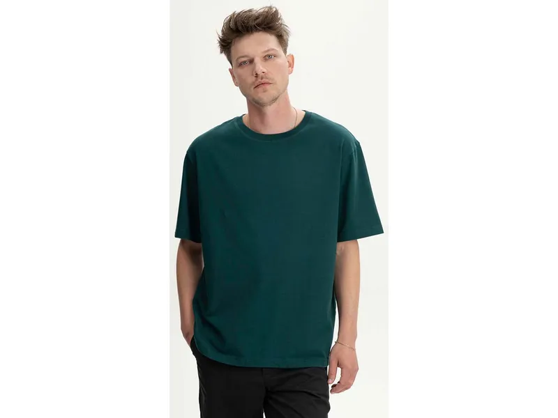 MELA MELA Bio-Herren-T-Shirt "BHAJAN" mit überschnittenen Schultern, tiefsee, Gr. M – Produktbild 1 von 1