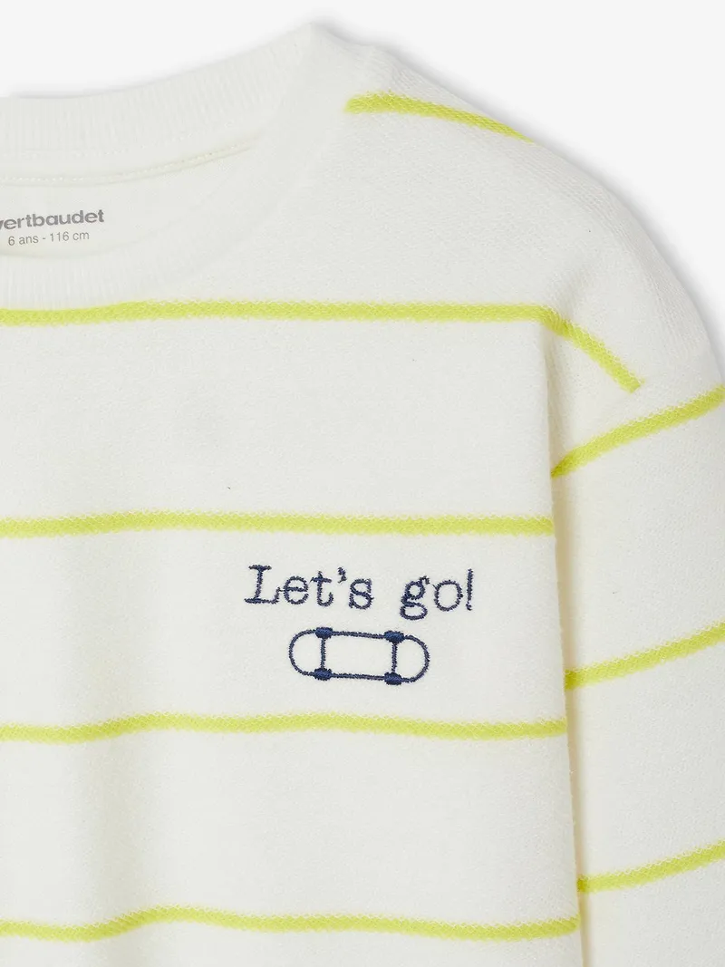 Vertbaudet Ringelshirt aus Pikee Jungen Let's go, Weiß, – Produktbild 3 von 3