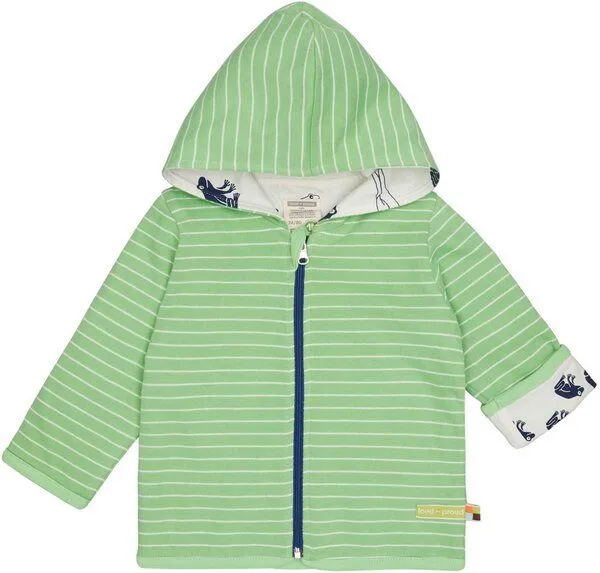 loud + proud loud + proud Babys & Kinder Wendejacke mit Kapuze, GOTS-zertifiziert, Opal(grün), – Produktbild 1 von 3