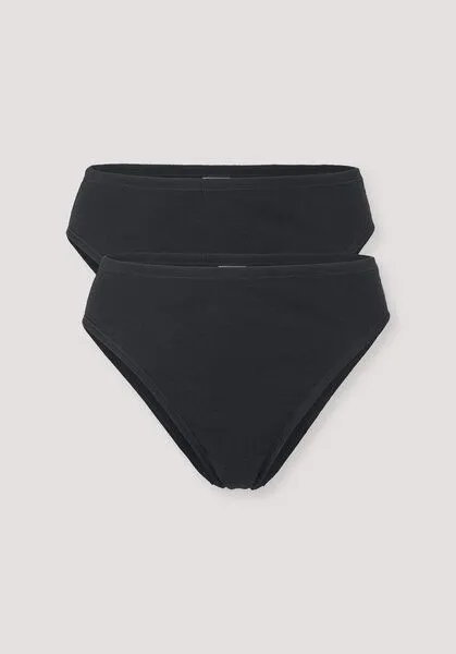 hessnatur hessnatur Taillenslip High Waist 2er-Set PURE NATURE aus reiner Bio-Baumwolle, Schwarz, – Produktbild 4 von 5