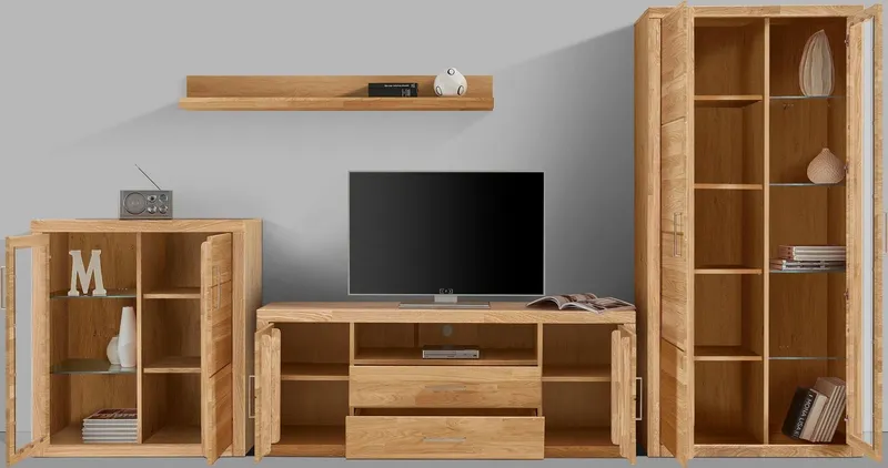 OTTO home Wohnwand Logo, (Set, 4-St), teilmassives Holz, Braun, – Produktbild 6 von 8