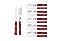 Tramontina Steakbesteck Pizzabesteck, 12-tlg. Set - mit FSC Holzgriff (12-tlg), 6 Personen, Edelstahl, scharfe Klinge, FSC Echtholzgriffe, spülmaschinenfest – Produktbild 1 von 1