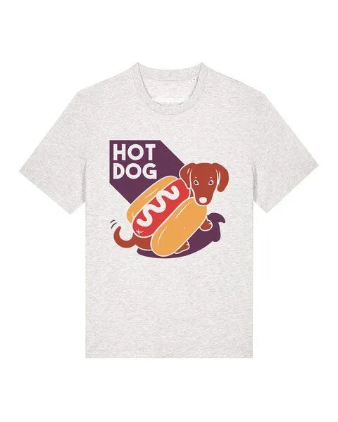 watapparel watapparel T-Shirt Unisex Hot Dog, Cool heather grey, – Produktbild 4 von 4