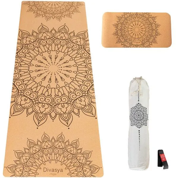 Divasya Divasya Yoga-Support-Set: Kork-Yogamatte & Yoga-Pad, Mandala, – Produktbild 1 von 4