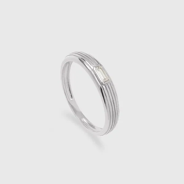 fejn jewelry fejn jewelry Ring 'sparkle riffle' - geriffelt mit Zirkonia, Silber, – Produktbild 1 von 1