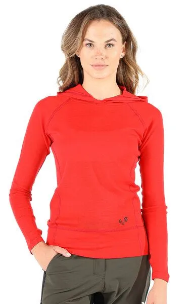 Woolona Woolona Langarm Hoodie - SONATRA - 100% Merinowolle, Rot, – Produktbild 2 von 4