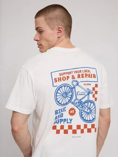 Mazine Mazine T-Shirt aus Bio-Baumwolle - Bike Shop Backprint – Produktbild 1 von 4