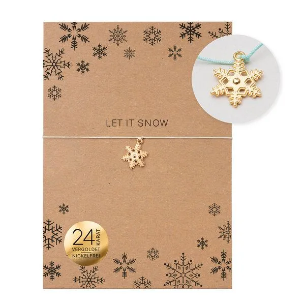 Bow & Hummingbird Bow & Hummingbird Schneeflocken Armband „Let it Snow“ – Weihnachtsarmband in Mint oder Creme, 24 Karat vergoldet, kleines Geschenk für Weihnachten, Mint, – Produktbild 2 von 4