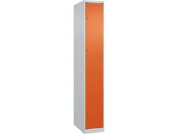 C+P C+P Schließfachschrank Classic PLUS, 4 Fächer, 1850x300x500mm, Lichtgrau/Reinorange – Produktbild 1 von 1