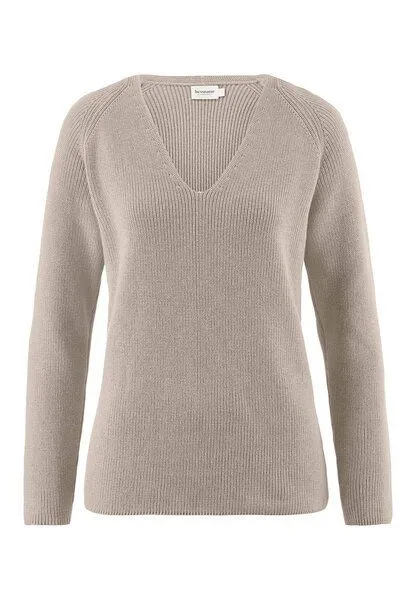 hessnatur hessnatur Strick Pullover Regular aus reiner Bio-Baumwolle, Taupe, – Produktbild 3 von 4