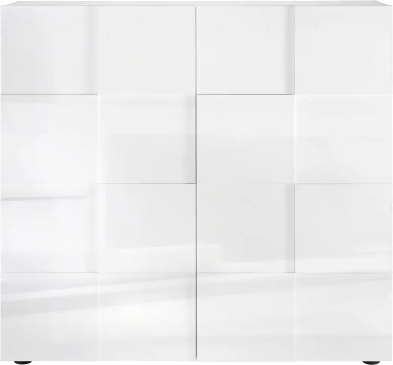 Home affaire Highboard Dama Höhe 111 cm, Breite 121 cm, Kommode 2 Türen, Hochkommode, Front in 3D-Optik, viel Stauraum, verschiedene Farben, Weiß, – Produktbild 1 von 5