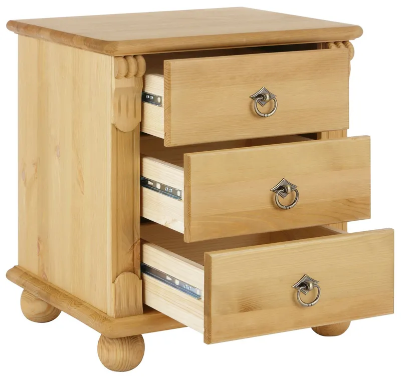 OTTO home Nachtkommode Tessin, aus massiver FSC®-zertifizierter Kiefer, mit 3 Schubladen, Beige, – Produktbild 1 von 5