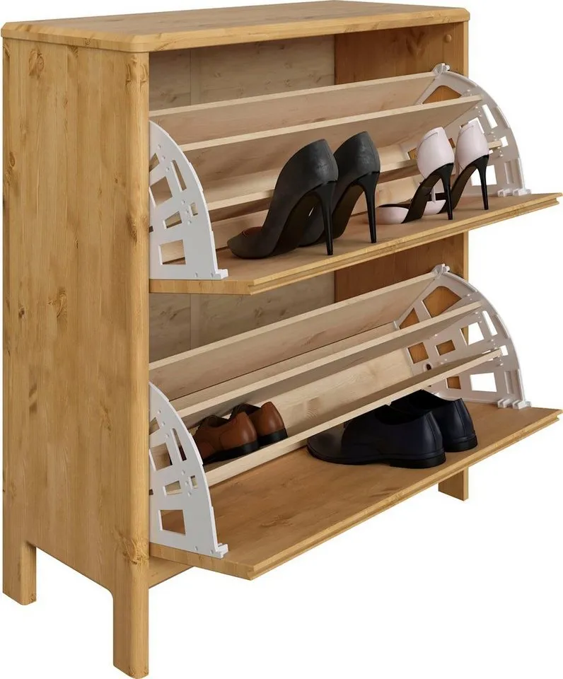 OTTO home Schuhschrank Luven FSC® zertifiziertes Massivholz, mit 2 Klappen, Beige, – Produktbild 5 von 5