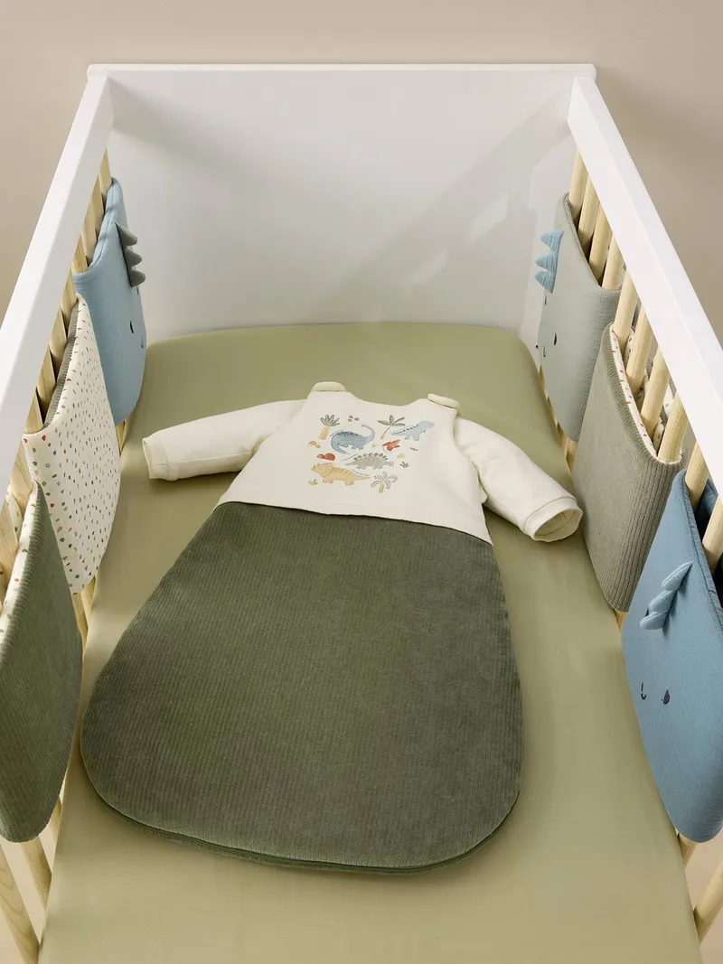 Vertbaudet Baby Winterschlafsack MINISAURUS mit abnehmbaren Ärmeln TOG 3, Olivgrün, – Produktbild 3 von 4