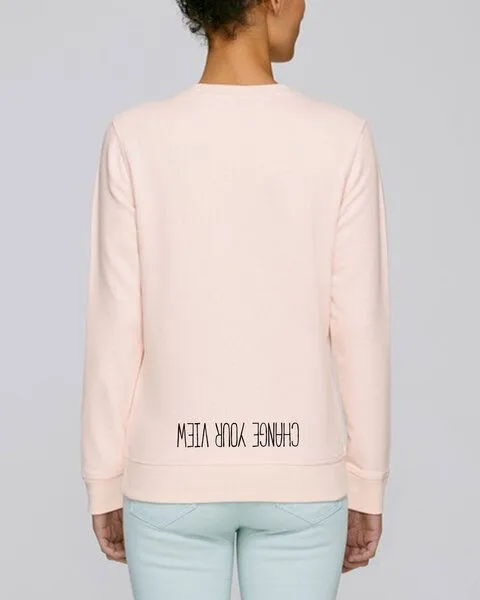 Human Family Human Family Bio Unisex Rundhals-Sweatshirt - "Change your view", Candy-pink (rosa), – Produktbild 3 von 3