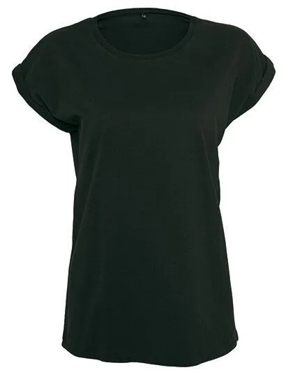 Build Your Brand Build Your Brand Bio-T-Shirt mit verlängerter Schulter für Damen, Schwarz, – Produktbild 2 von 3