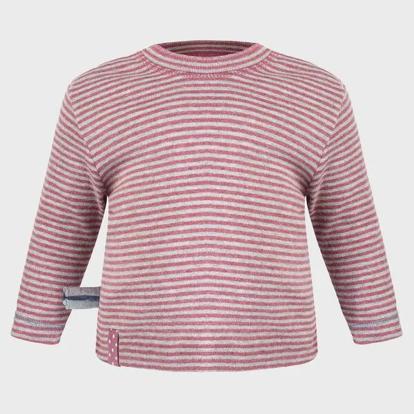 OrganicEra Baby Langarm T-shirt, gestreift 'OrganicEra' aus Bio Baumwolle, Bordeaux melange (rot), – Produktbild 1 von 3