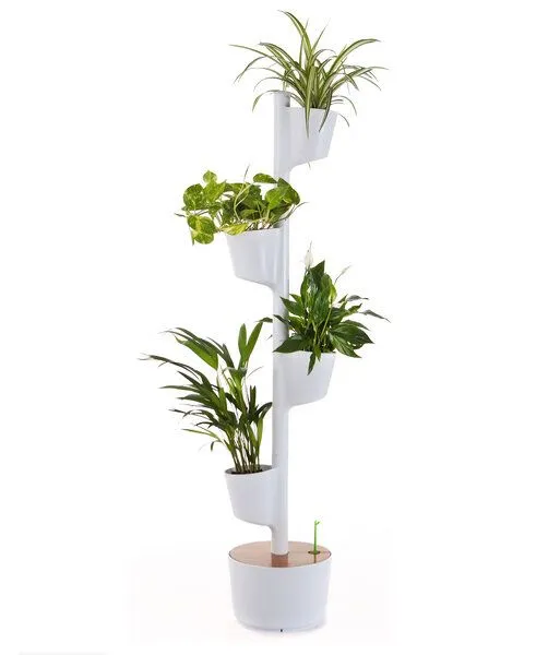 CitySens CitySens Vertikaler Blumentopf mit manueller Bewässerung 4 Blumentöpfe, Weiss, – Produktbild 2 von 4