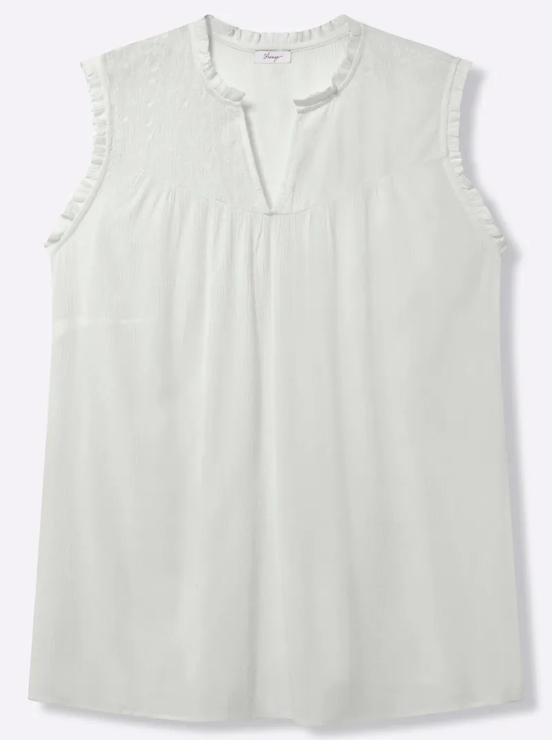 sheego Ärmellose Bluse, Ecru, – Produktbild 1 von 2