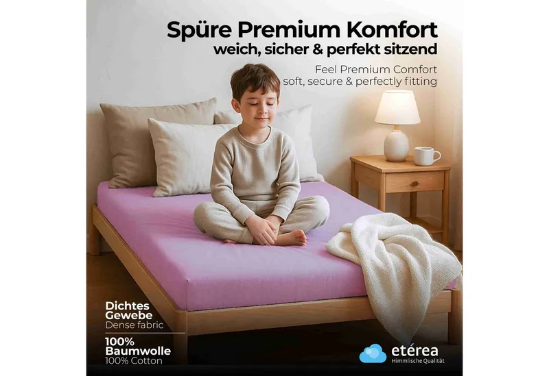 etérea Himmlische Qualität Spannbettlaken etérea Comfort Jersey Spannbettlaken, Jersey, Gummizug: rundum, (1 Stück), Lila, – Produktbild 2 von 5