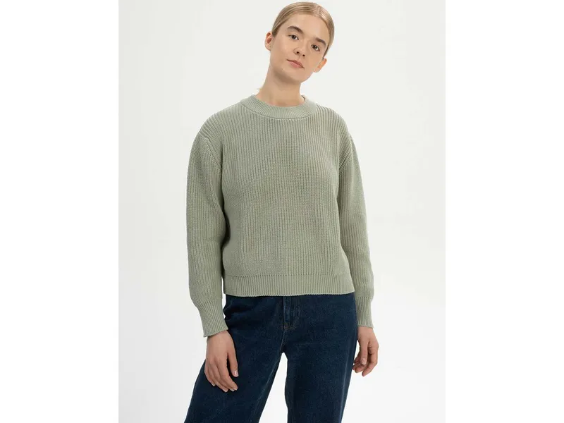 MELA MELA Bio-Damen-Strickpullover 'ADAH' mit Rundhalsausschnitt, green clay, Gr. L – Produktbild 1 von 1