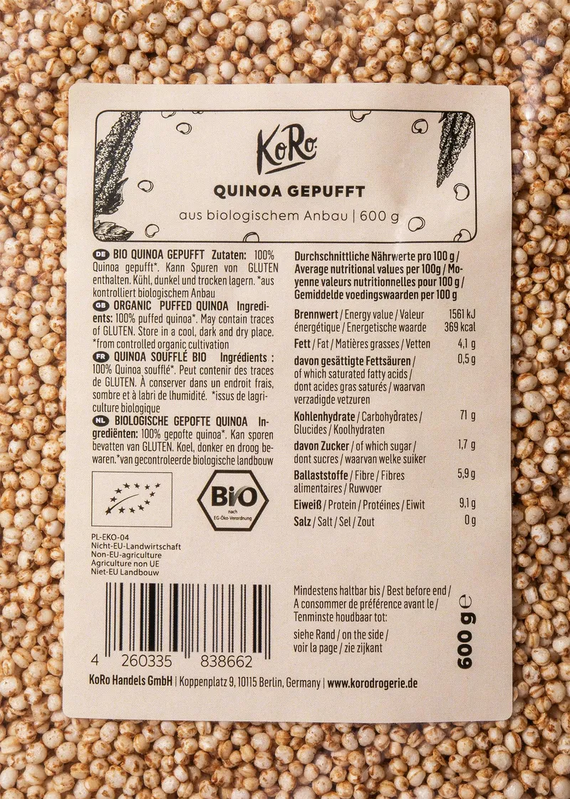 KoRo Gepuffte Bio Quinoa | 600 g – Produktbild 3 von 5