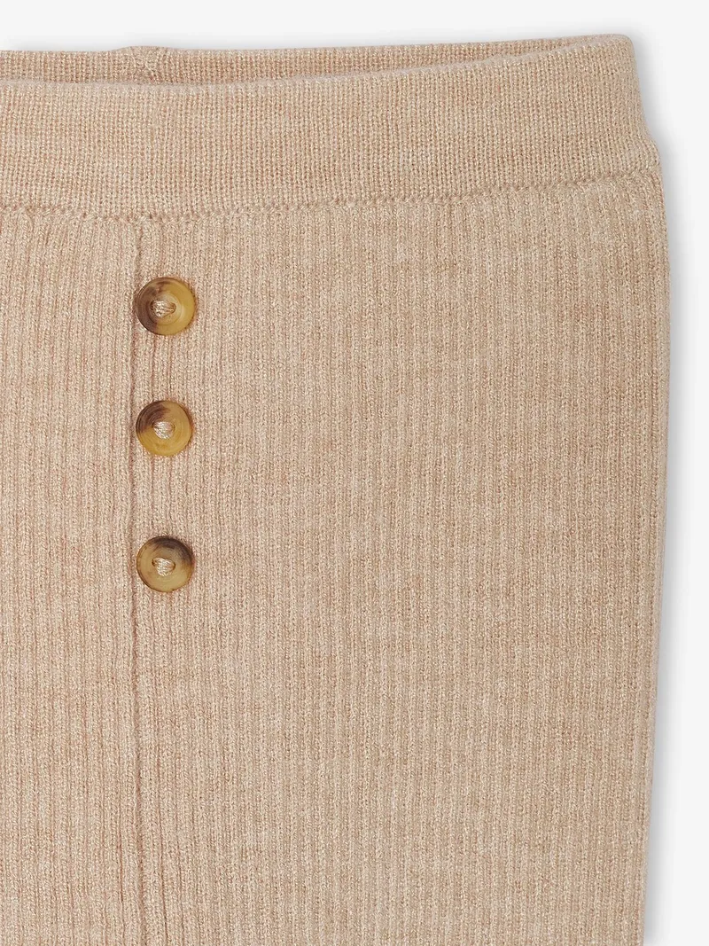 Vertbaudet Mitwachsende Baby Strickleggings, Beige meliert, – Produktbild 2 von 2