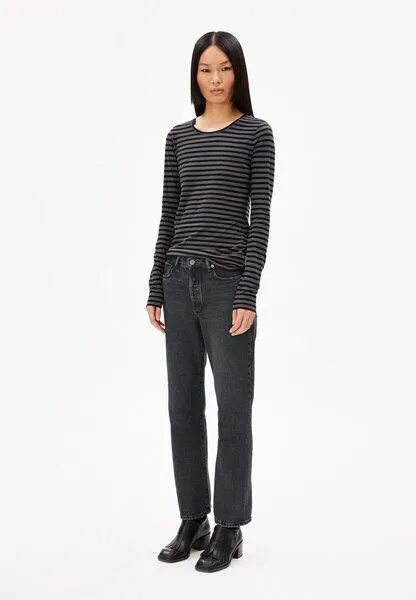 ARMEDANGELS ARMEDANGELS ENRICCAA STRIPES Damen Longsleeve Slim Fit aus Bio-Baumwolle, Iron cast-black, – Produktbild 4 von 4