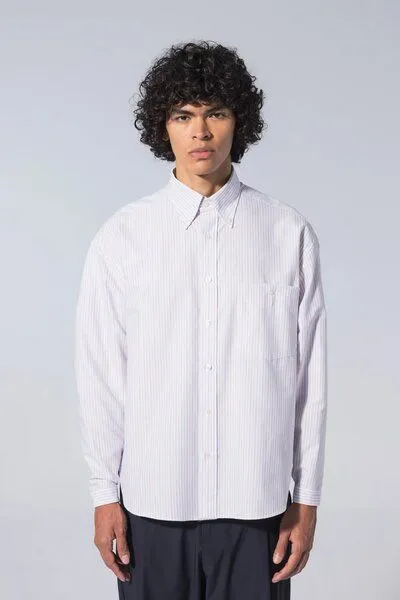 Unfeigned Unfeigned - Hemd Long Sleeve Baggy Shirt Oxford, Mehrfarbig (pink sky stripes), – Produktbild 2 von 2