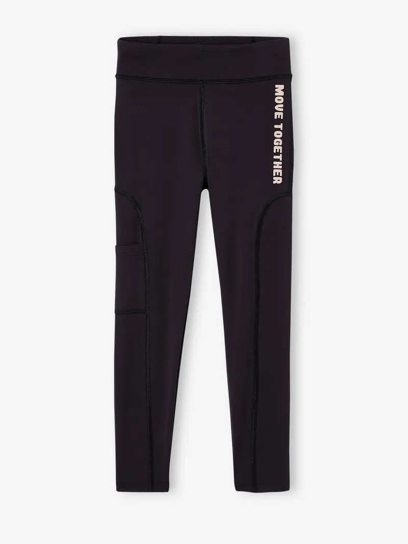 Vertbaudet Mädchen Sportleggings mit Tasche hinten, Schwarz, – Produktbild 1 von 3