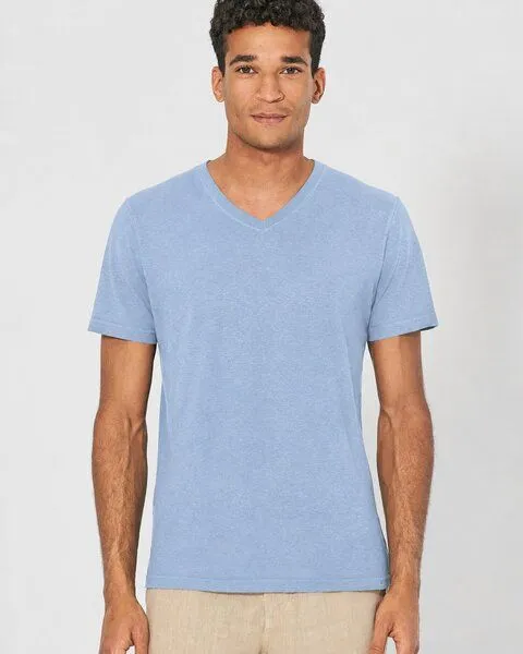 HempAge HempAge V-Kragen T-Shirt Hanf/Biobaumwolle, Water(blau), – Produktbild 1 von 4