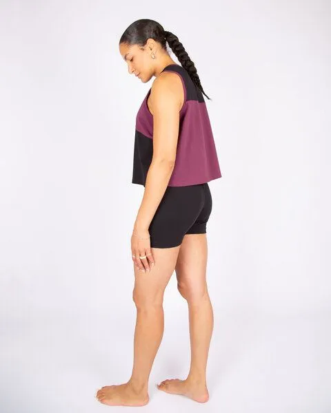 ÆVRIL ÆVRIL Damen Yogashirt // Aubergine, Black // Bio-Baumwolle – Produktbild 2 von 3