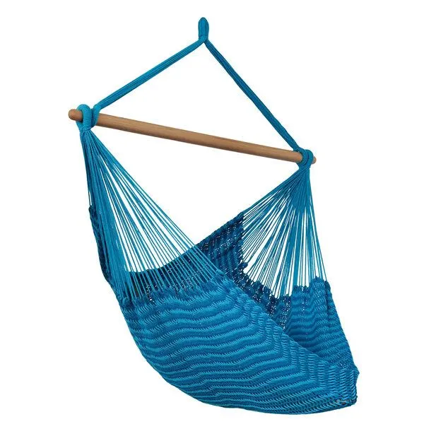 MacaMex MacaMex Vela Hängestuhl, Netz-Hängesessel aus Baumwolle, Azure-blau, – Produktbild 2 von 4