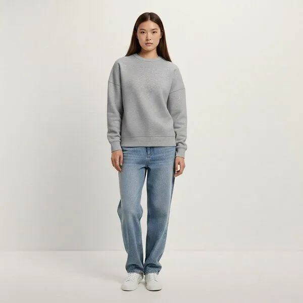 YTWOO YTWOO Damen Basic Sweatshirt, Moon grey heather, – Produktbild 1 von 3