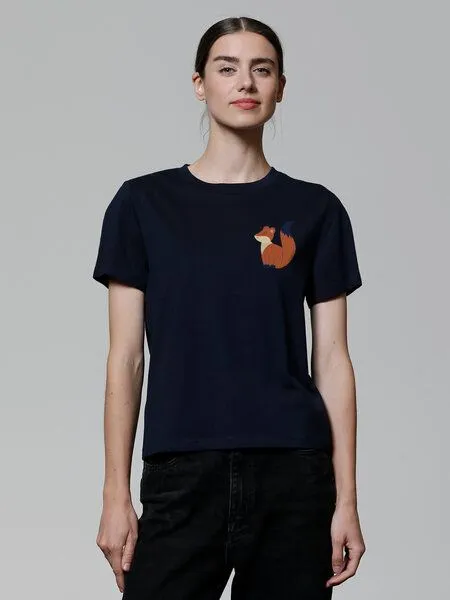 watapparel watapparel T-Shirt Frauen Cute Fox, French navy, – Produktbild 2 von 3