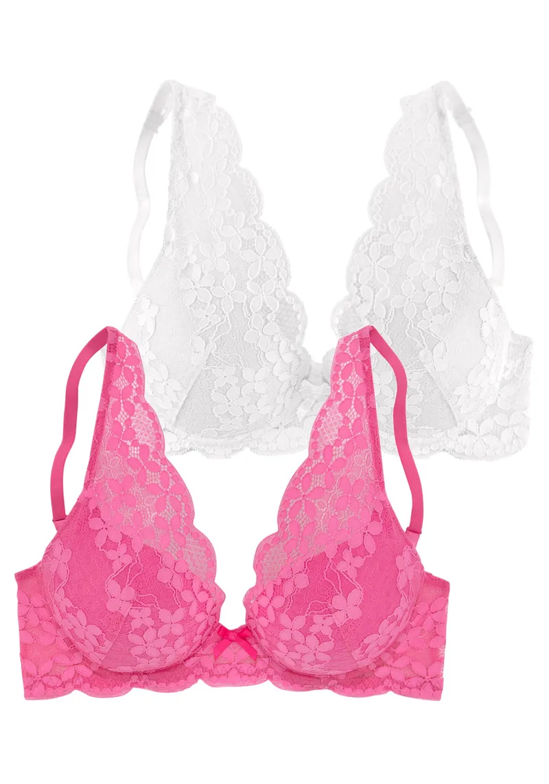 petite fleur by Lascana Push-up-BH, Pink+weiß, – Produktbild 1 von 2