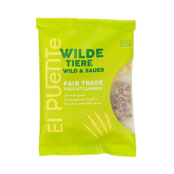 El Puente El Puente Wilde Tiere wild & sauer - Bio-Fruchtgummi 25 g | Fair Trade | Bio-zertifiziert | Glutenfrei, Mehrfarbig, – Produktbild 1 von 1